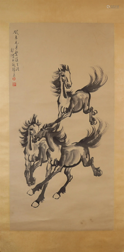 A Fine Horse Scroll Painting By Xu Beihong Made