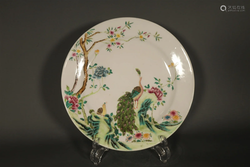 A Lovely Famille-Rose Flower Phoenix Plate