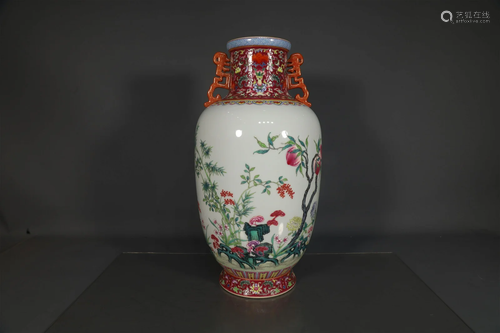 A Lovely Famille-Rose Flower Peach Vase