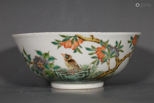 A Fine Famille-Rose Flower& Bird Bowl