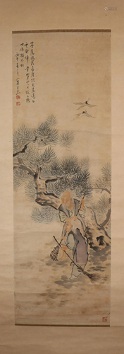 A Fine Figure Scroll Painting By WuSu Made