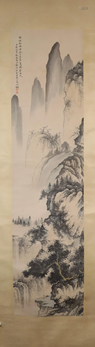 A Gorgeous Landscape Scroll Painting By Chen Shaomei Made