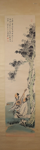 A Gorgeous Figure Scroll Painting By Zhang Daqian Made