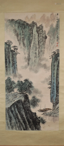 A Fine Landscape Scroll Painting By Ya Ming Made