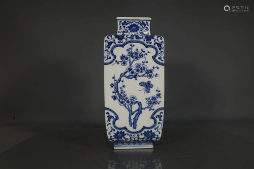 A Blue And White 'Bird& Flower' Square Vase