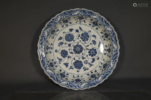 A Fine Blue And White Flower Plate