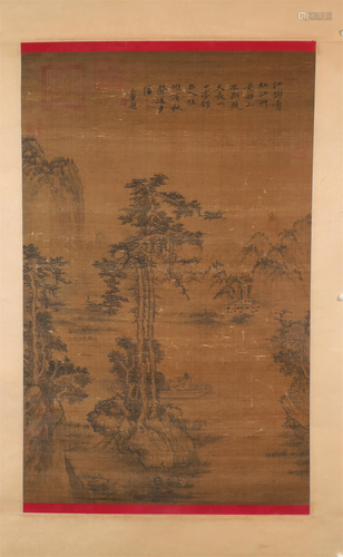 A Lovely Ink& Landscape Silk Scroll Painting By Wang Hui...