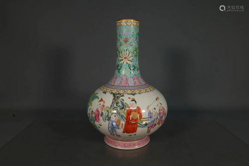 A Delicate Famille-Rose Character Story Vase