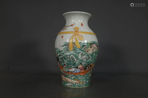 A Wonderful Famille-Rose Character Story Vase