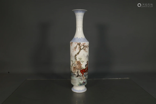 A Lovely Famille-Rose Character Vase