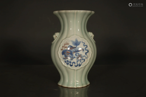 A Wonderful Bean-green Glazed Blue And White Glaze-red "...