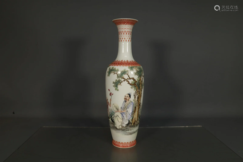 A Wonderful Famille-Rose Character Vase