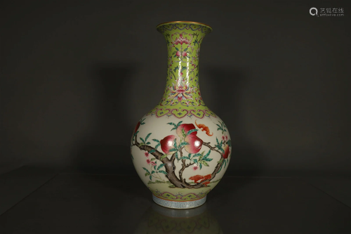 A Goegeous Famille Rose Longevity Peach Vase