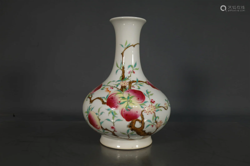 A Fine Famille Rose Peach Vase