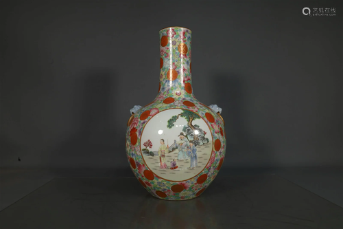 A Fine Famille Rose Character Vase