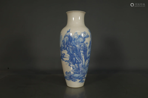 A Fine Blue And White Landscape Vase