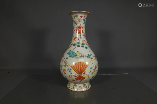 A Fabulous Famille-Rose Character Vase