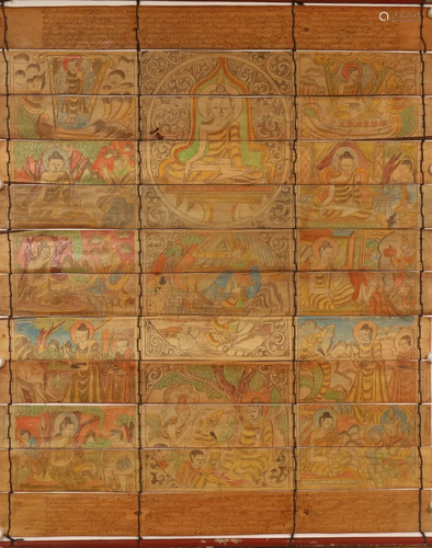 A Indian Pattra-leaf Scriptures & Buddha Tangka