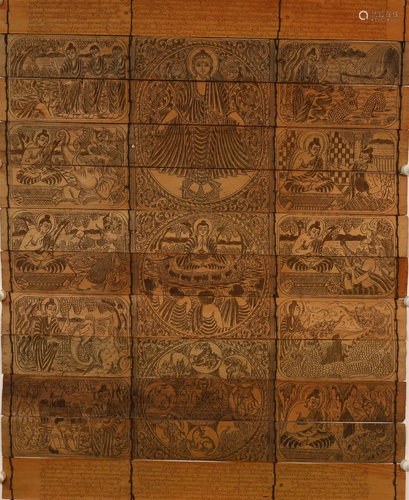 A Indian Pattra-leaf Scriptures & Buddha Tangka