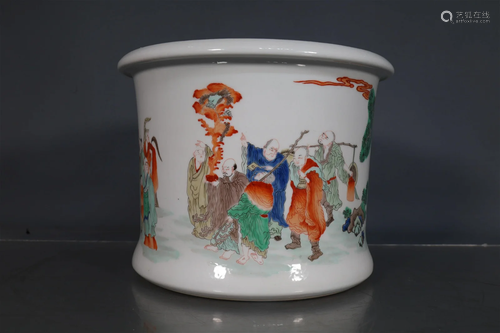 A Fine Five-Color Character Story Brush Pot