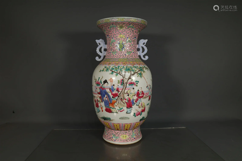 A Fantastic Red-Ground Rose Character& Story Vase