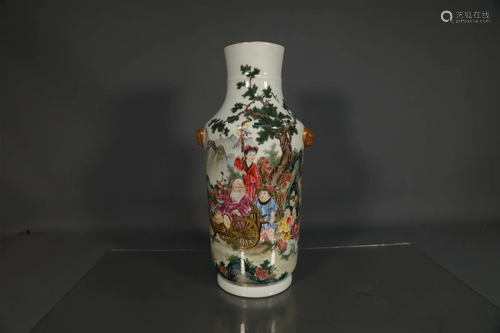 A Fabulous Famille-Rose Character Vase