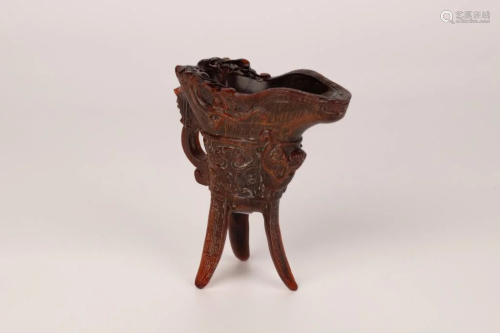Ox-Horn Carved Wine Cup - Jue