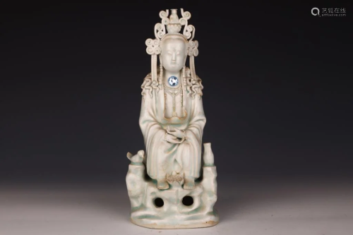 Celadon Glazed Seated Bodhisattva Statue