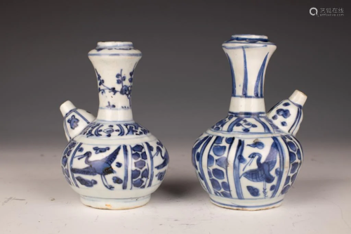 A Pair of Blue and White Kendi Ewer, Wanli Period Ming Dynas...