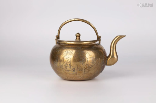Gilt and Engraved Bronze Teapot