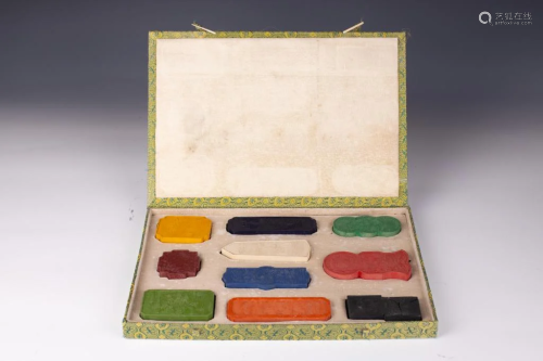 A Set of Coloured Ink Sticks of Ten Scenes of West Lake, 20t...
