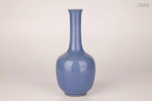 Pale Blue Glazed Bottle Vase, Late Qing Dynasty