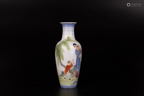 Famille Rose Figural Bottle Vase, Qianlong Mark, Republican ...