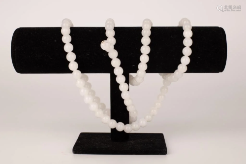 Hotan White Jade Beads Necklace