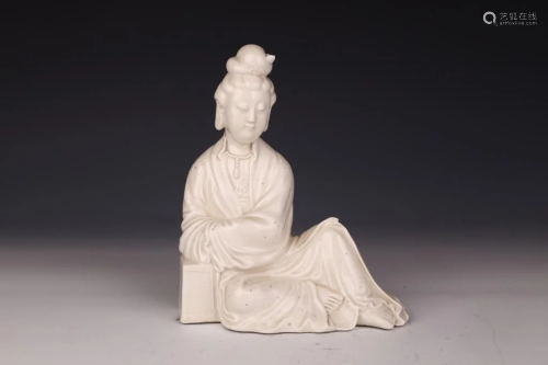 Dehua White Porcelain Guanyin Bodhisattva Buddhist Statue, 2...