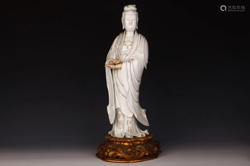 Qing Dynasty Dehua White Porcelain Guanyin Statue, Qing Dyna...