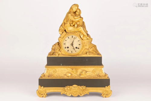 Napoleon III Style Gilt Metal Figure Mantel Clock