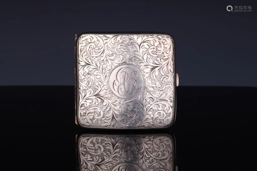 Vintage Sterling Silver with Swirling Pattern Cigarette Case...