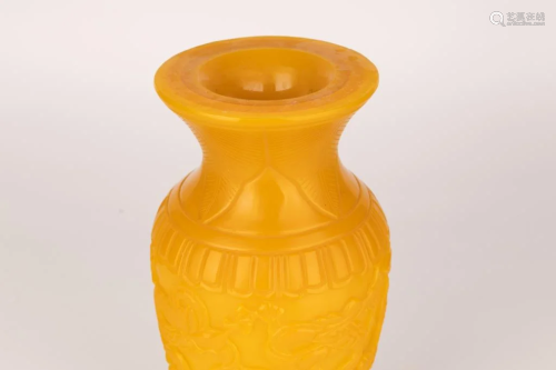 Yellow Glass Bottle Vase