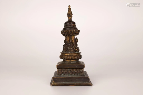 A Gilt Bronze Pagoda, Qing Dynasty