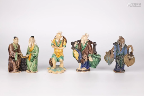 A Set of Five Shiwan-ware Statuettes