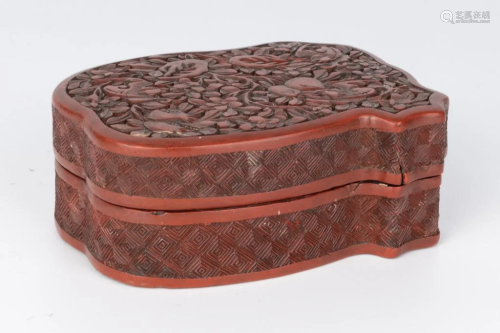 Irregular Shaped Carved Cinnabar Lacquer Box, early 20th Cen...