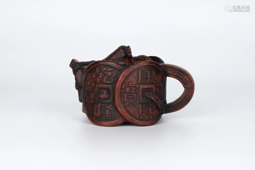 Yixing Zisha Teapot with Qing-dynasty Coin Design, Zhou Guiz...