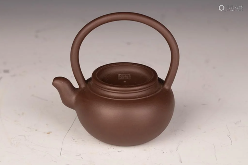 Zisha Teapot with Extended Handle, Chen Guoliang Mark, 20th ...