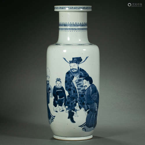 Qing Dynasty,Blue and White Croquet Bottle