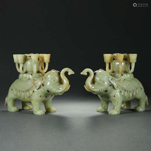 Tang Dynasty, Hetian Jade Elephant Zun Light