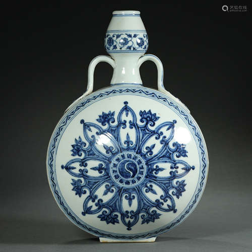 Ming Dynasty,Blue and White Flat Bottle