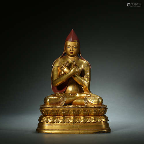 Qing Dynasty,Bronze Gilt Buddha Statue