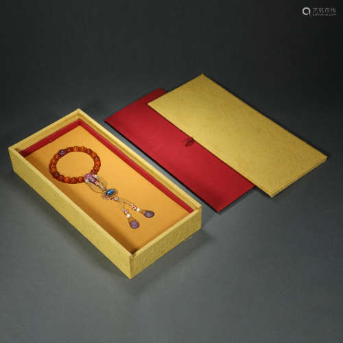 Qing Dynasty,Amber Handheld