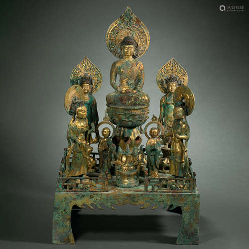 Tang Dynasty, Bronze Gilt Buddha Statue